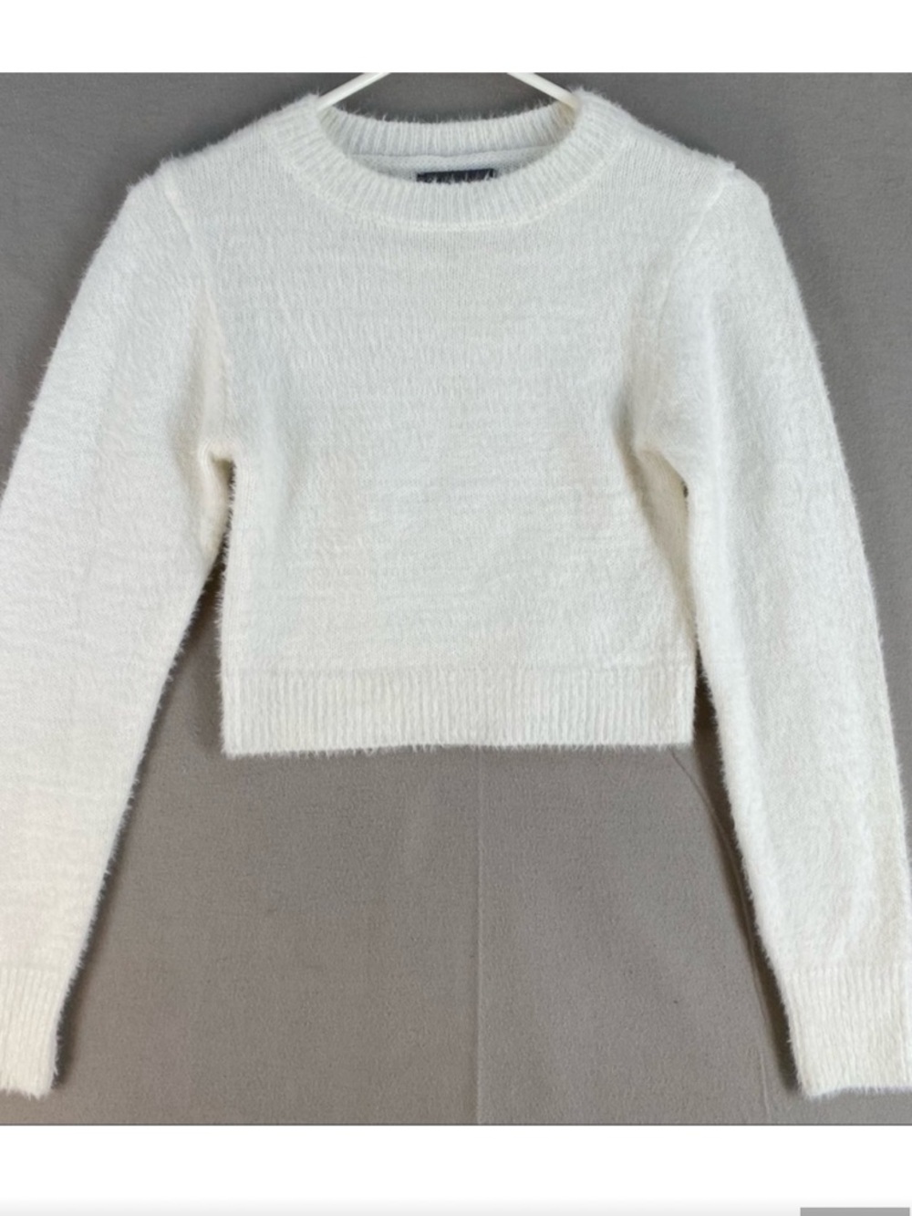 Urban Outfitters Cream Cropped Crewneck Sweater